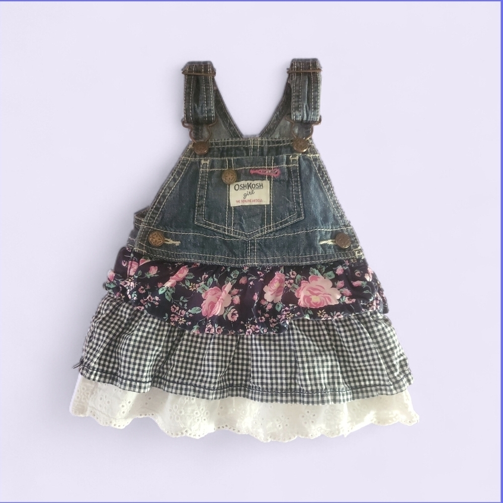 OshKosh B'gosh Denim Floral and Gingham Skirtall